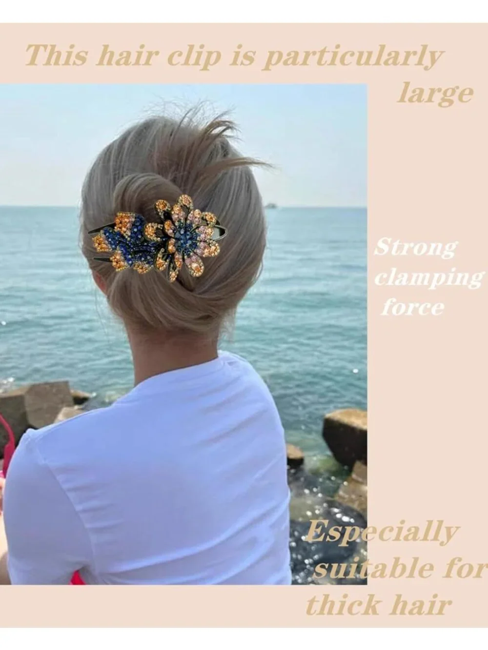 6 Pcs Floral Rhinestone Hair Clips - Elegant Double Flower Crystal Accessories